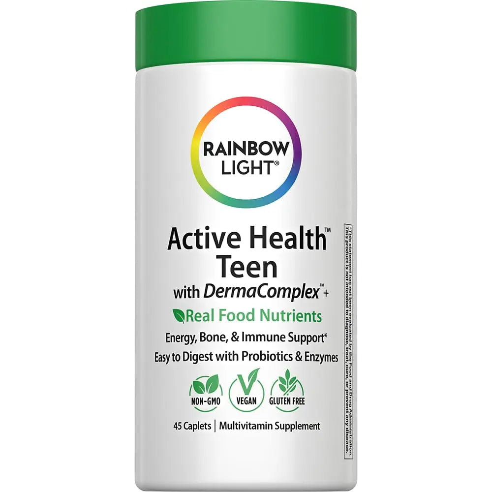 Rainbow Light Teen Multivitamin | 45 Caplets | for Boys and Girls | with DermaComplex, Real Food Nutrients & Iron | Rainbow LightBuy Supplements Australia
