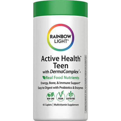 Rainbow Light Teen Multivitamin | 45 Caplets | for Boys and Girls | with DermaComplex, Real Food Nutrients & Iron | Rainbow LightBuy Supplements Australia