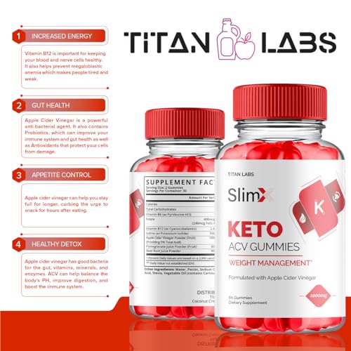 (2 Pack) SlimX Keto ACV Gummies, SlimX Keto ACV Advanced Weight Loss 1000MG Apple Titan LabsBuy Supplements Australia