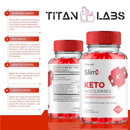 (2 Pack) SlimX Keto ACV Gummies, SlimX Keto ACV Advanced Weight Loss 1000MG Apple Titan LabsBuy Supplements Australia