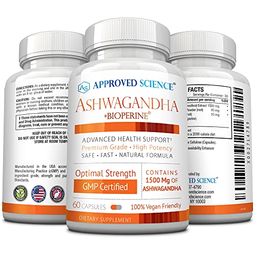 Approved Science® Ashwagandha 1500mg with Bioperine® and Ginger- Alleviate Sleepless Approved ScienceBuy Supplements Australia