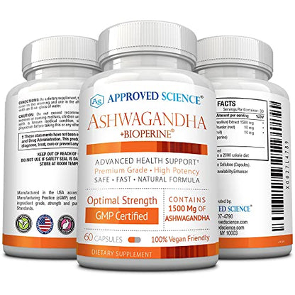 Approved Science® Ashwagandha 1500mg with Bioperine® and Ginger- Alleviate Sleepless Approved ScienceBuy Supplements Australia