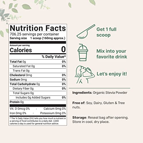 Pure Organic Stevia Powder, 4 Ounces, 706 Serving, Highest Grade Stevia Green Micro IngredientsBuy Supplements Australia