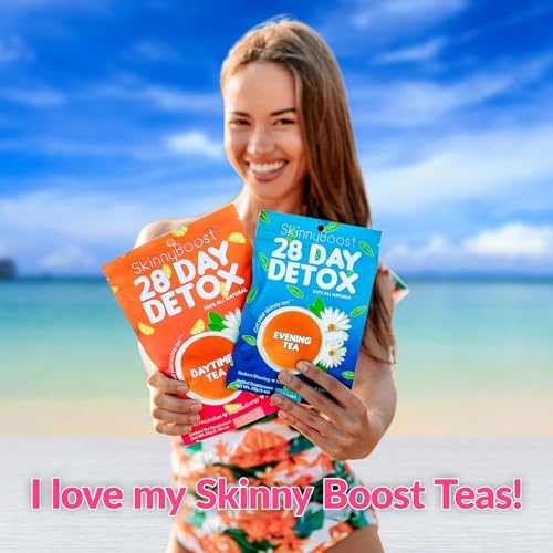 SkinnyBoost 28 Day Detox Tea Kit-1 Daytime (28 Bags) 1 Evening (14 Bags) Non GMO SkinnyBoostBuy Supplements Australia