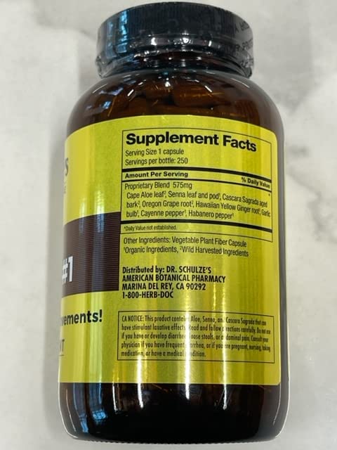 Dr. Schulze's Intestinal Formula #1 - Bowel Movement Supplement for Colon Health Support - Bloating & Constipation Aid - Intestinal Cleanse - All-Natural - Plant-Based - Vegan - 250 Count Dr. Schulze'sBuy Supplements Australia