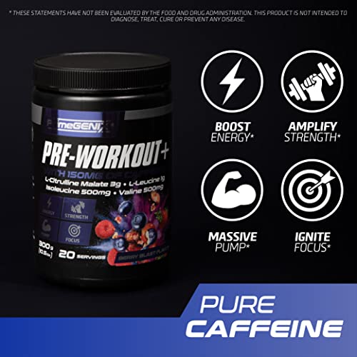 PrimeGENIX Pre-Workout+ Berry Blast Flavor | Max Performance | Boost Energy | Made in USA, 20 Servings