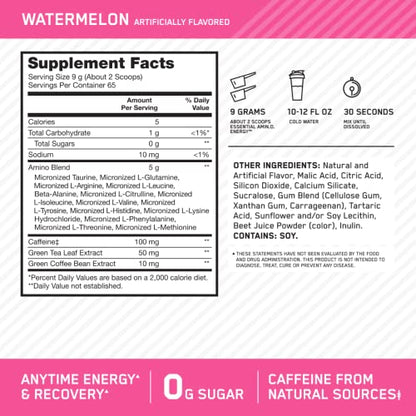 Optimum Nutrition Amino Energy - Pre Workout with Green Tea, BCAA, Amino Acids Optimum NutritionBuy Supplements Australia