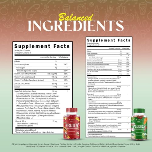 The Vitamin Kitchen Fruit and Veggies Gummies-120 Chews 60 Super Fruits The Vitamin KitchenBuy Supplements Australia