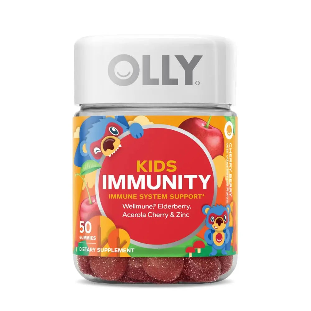 OLLY Kids Immunity Gummy, Immune Support, Wellmune, Elderberry, Vitamin C, Zinc, Chewable Supplement, Cherry - 50 Count & Gummy Active Immunity+Elderberry, 45 Gummies (1 Pack), Berry Flavor OLLYBuy Supplements Australia