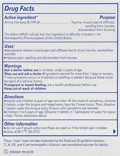Boiron Arnicare Tablets for Pain Relief from Muscle Pain, Joint Soreness, Swelling from Injury or Bruises BoironBuy Supplements Australia
