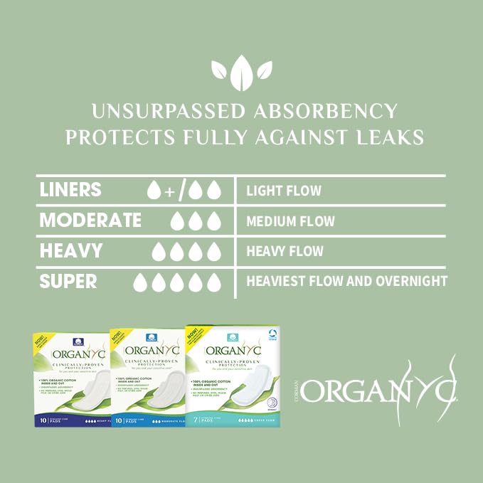 Organyc New and Improved 100% Certified Organic Cotton Overnight Feminine Pads OrganycBuy Supplements Australia