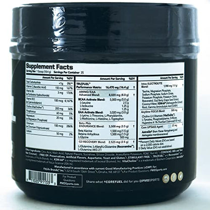 PMD Sports Core Fuel Endurance, Performance & Recovery - BCAAs, EAAs, Beta Alanine, Betaine Anhydrous, Glutamine, Electrolytes - Muscle Growth, Strength - Stim Free, Tropical Fruit Punch (25 Servings)