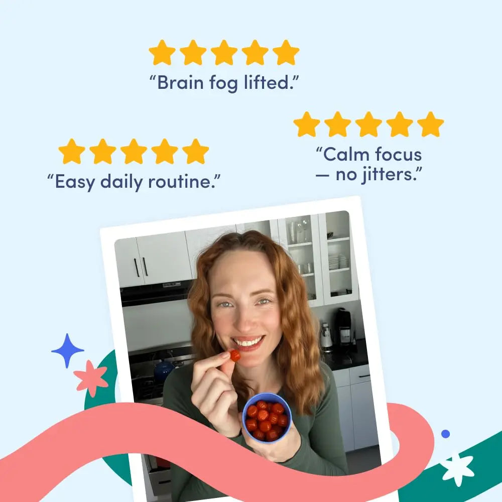 FIRST DAY Women’s Brain Gummies for Focus, Memory & Clarity | Cognizin® Citicoline + Phosphatidylserine | Natural Sustained Energy, Peach Flavor FIRST DAY