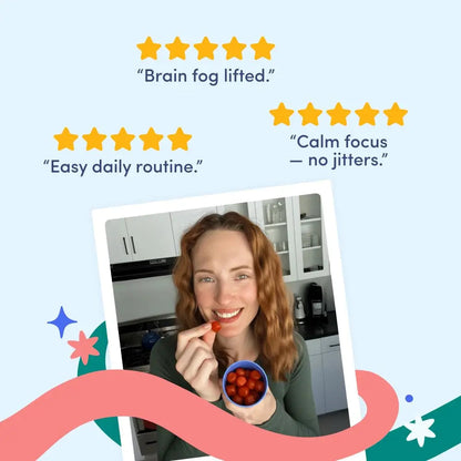 FIRST DAY Women’s Brain Gummies for Focus, Memory & Clarity | Cognizin® Citicoline + Phosphatidylserine | Natural Sustained Energy, Peach Flavor FIRST DAY