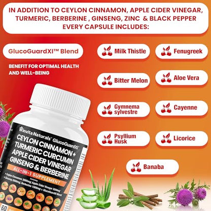 Ceylon Cinnamon 3000mg Apple Cider Vinegar 3000mg Turmeric 2000mg Panax Ginseng Winvita NaturalsBuy Supplements Australia