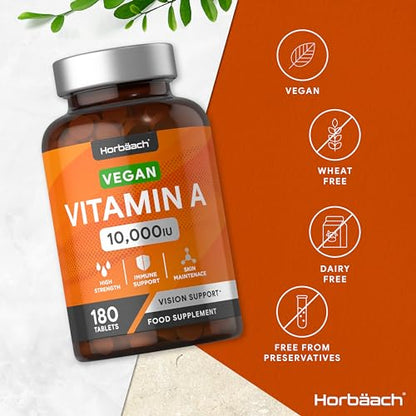Vitamin A Tablets 10000iu | 180 Count | High Strength Vitamin A as Retinol Acetate HorbäachBuy Supplements Australia