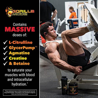 Gorilla Mode Pre Workout - Massive Pumps · Laser Focus · Energy · Power - L-Citrulline Gorilla MindBuy Supplements Australia