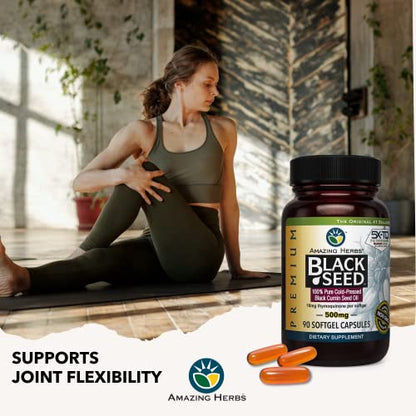Amazing Herbs Premium Black Seed Oil Capsules - Cold Pressed Nigella Sativa Aids Amazing HerbsBuy Supplements Australia