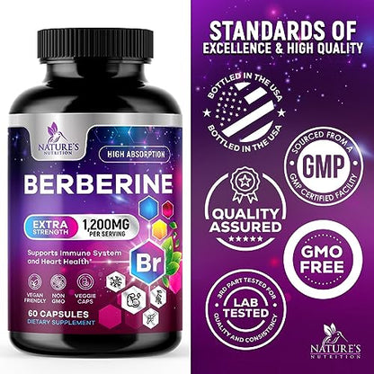 Berberine Supplement 1200mg per Serving - High Absorption Heart Health Support Nature's NutritionBuy Supplements Australia