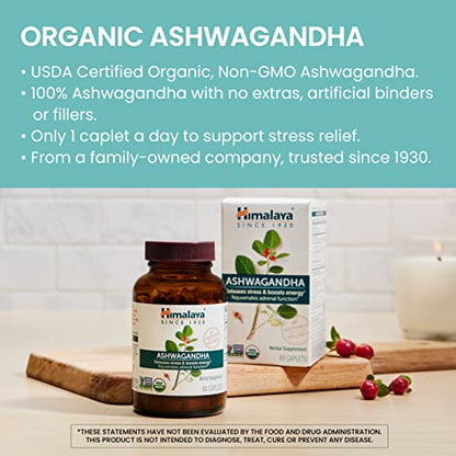 Himalaya Organic Ashwagandha, 60 Day Supply, Herbal Supplement for Stress Relief HimalayaBuy Supplements Australia