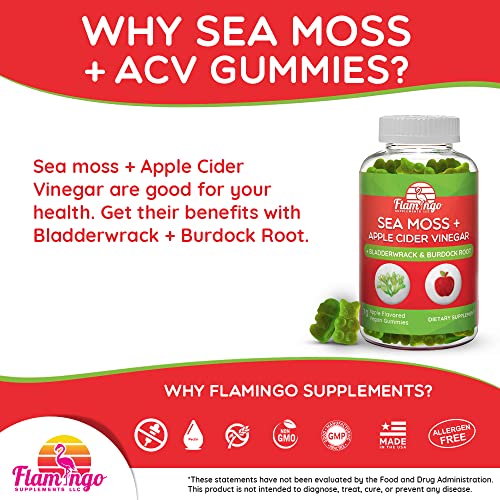 Sea Moss Gummies with Apple Cider Vinegar, Bladderwrack, and Burdock Root Organic Flamingo SupplementsBuy Supplements Australia