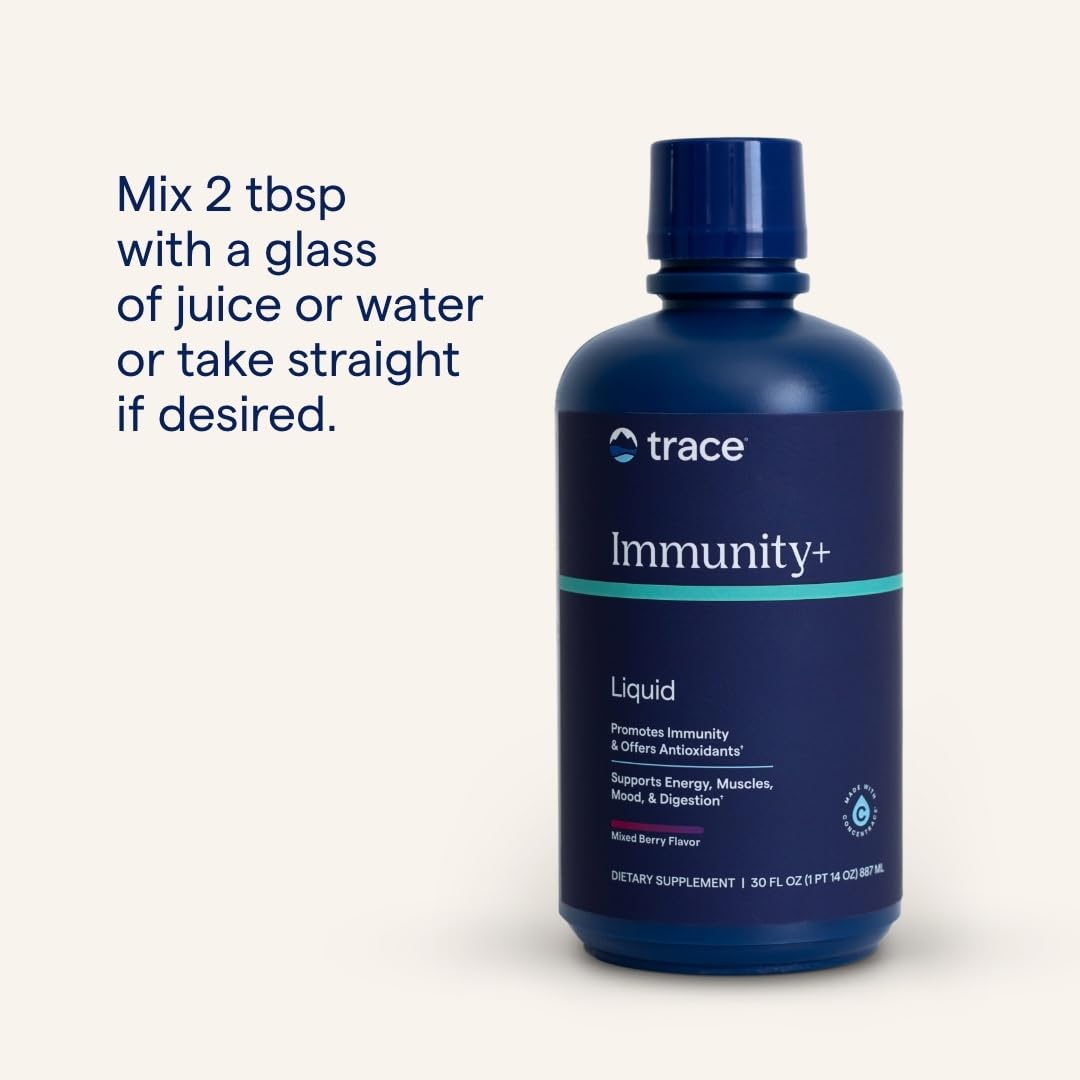 Trace Minerals Immunity+ - Liquid Supplement for Healthy Body & Immune Support - Elderberry Multivitamin - Formulated with Ionic Trace Minerals - Sugar-Free - Mixed Berry - 30 fl oz (30 Servings) Trace MineralsBuy Supplements Australia
