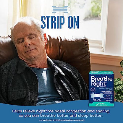 Breathe Right Nasal Strips | Extra Strength | Clear | For Sensitive Skin Breathe RightBuy Supplements Australia