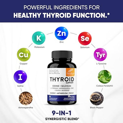 Sandhu's Thyroid Support Complex with Iodine Supplement|60 Capsules, 30 Days Supply Sandhu'sBuy Supplements Australia
