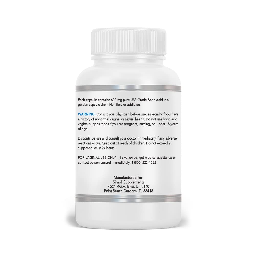 Simpli Supplements 60 Boric Acid Suppositories - Modern Support & Ancient Remedy - Scientifically Simpli SupplementsBuy Supplements Australia