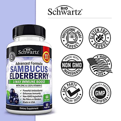 Elderberry with Zinc and Vitamin C for Adults - Immune Support Vitamins BioSchwartzBuy Supplements Australia