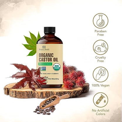 Botanic Hearth Castor Oil | USDA Certified Organic |100% Pure & Hexane Free | Cold Pressed | Growth Botanic HearthBuy Supplements Australia