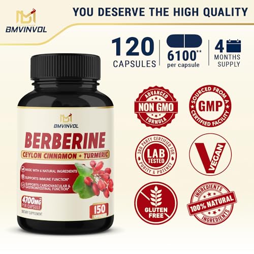 BMVINVOL Premium Berberine HCl 6-in1 Equivalent 6100mg - 120 Capsules - Plus Ceylon BMVINVOLBuy Supplements Australia