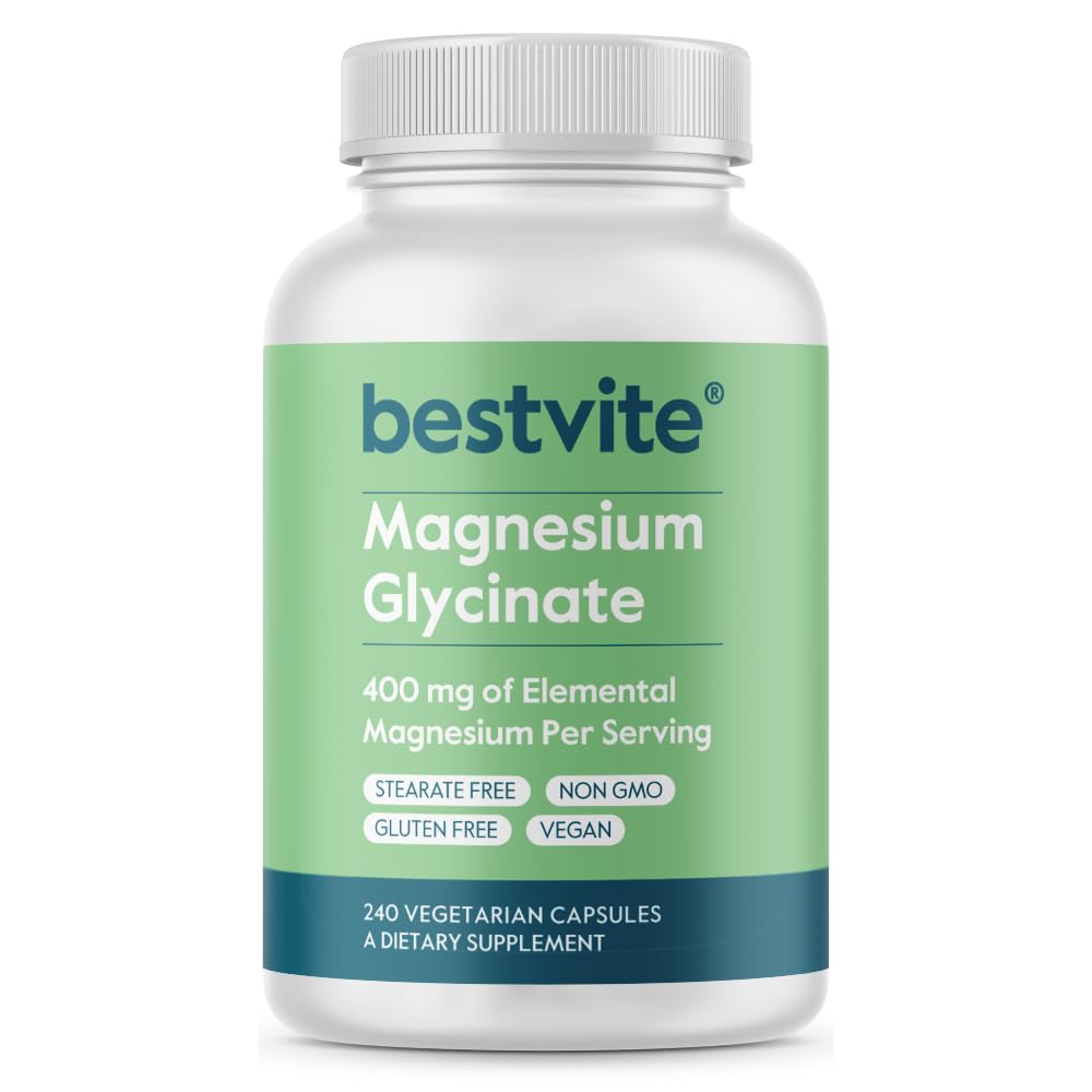 BESTVITE Filler-Free Magnesium Glycinate - 400mg of Magnesium per Serving (240 Veg Caps)- Chelated Bisglycinate for Muscle, Relaxation, Stress & Sleep Support* - For Men & Women - No Stearates - Vegan BESTVITEBuy Supplements Australia