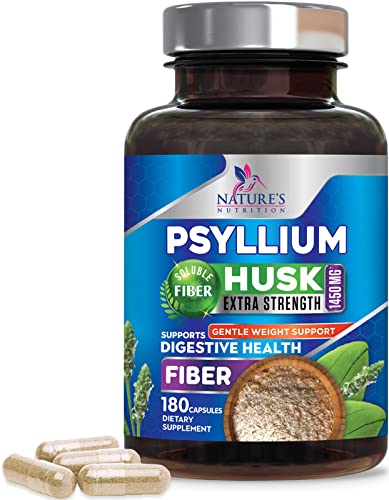 High Absorption Psyllium Husk Capsules 1450mg, Natural Soluble Fiber Supplement Non-GMO Nature's NutritionBuy Supplements Australia
