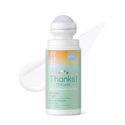 Thanks! Naturals Muscle Freeze Roll On, Tea Tree Tingle, Vegan, Cold Pressed Formula with Shea Butter, Eucalyptus & Peppermint, Use on Neck, Knees & Joints, Post Workout Essential, 3 FL OZ Thanks! NaturalsBuy Supplements Australia