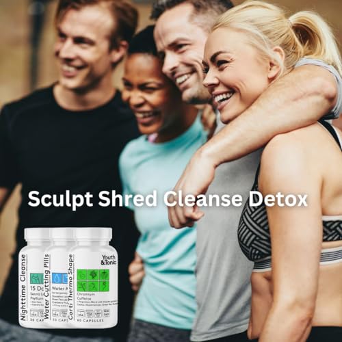 Sculpt Shred Cleanse Detox as 3x Action Diet Pills for Puffiness Belly Bloating & Loss of Waste Youth & TonicBuy Supplements Australia