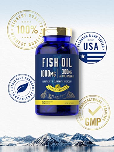 Fish Oil 1000mg | 300mg Omega 3 | 250 Count | Non-GMO and Gluten Free Supplement CarlyleBuy Supplements Australia