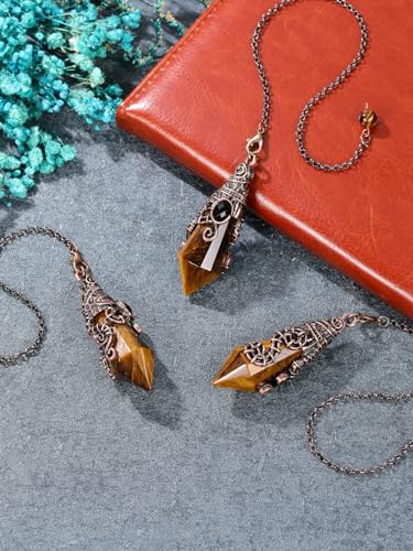PESOENTH Crystal Pendulum Dowsing Divination Scrying Pendulum with Bronze Wrap Tiger Eye Healing PESOENTHBuy Supplements Australia