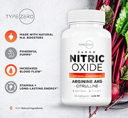 Type Zero Nitric Oxide 6X Booster, 150 Veggie Capsules - Natural Supplement - Beetroot Type ZeroBuy Supplements Australia