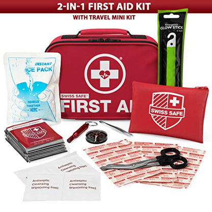 Swiss Safe 2-in-1 First Aid Kit (120 Piece) + Bonus 32-Piece Mini Kit Swiss SafeBuy Supplements Australia