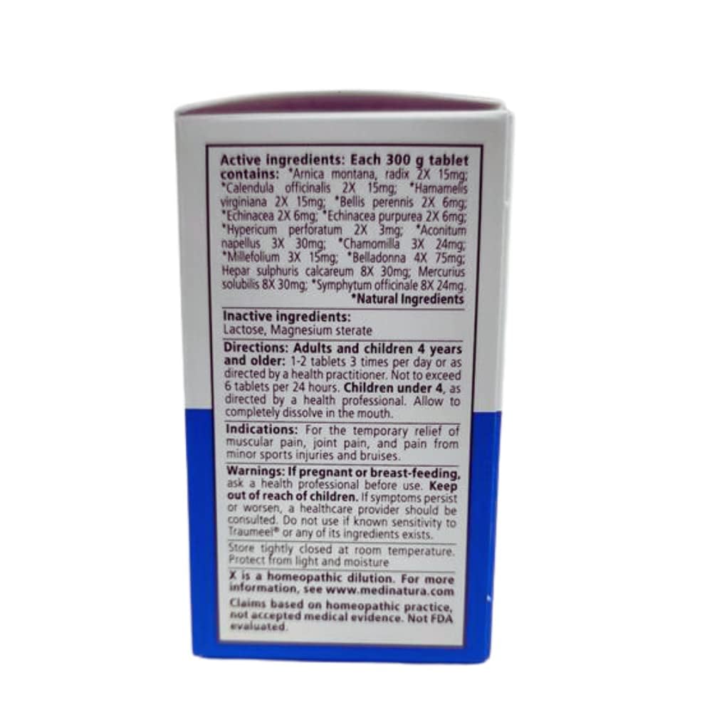 MediNatura Traumeel Homeopathic Arnica + 13 Active Ingredients for Muscle, Joint, Back, Arthritis, Injury, Exercise Related Pain & Soreness - Made in Germany - 100 Tablets MediNaturaBuy Supplements Australia