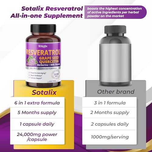 Resveratrol 24,000mg with Grape Seed + Quercetin Berberine + Milk Thistle Powerful Anti SOTALIX SUPPLEMENTBuy Supplements Australia