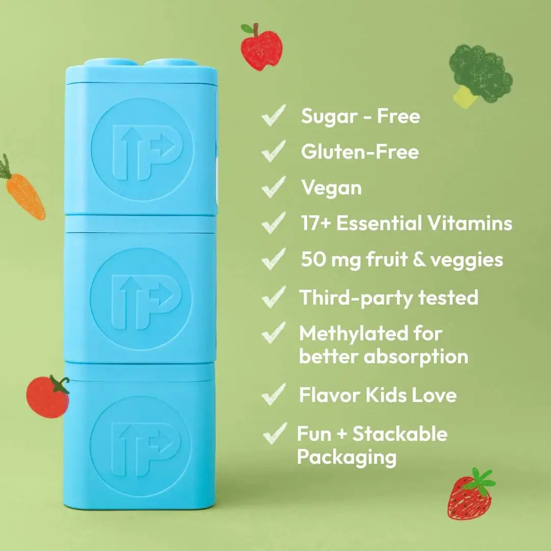 Upright Nutrition Children's Multivitamin | 30 Day Supply | Chewable, Sugar-Free | 17+ Essential Vitamins & Minerals with 50mg of Fruits & Veggies Upright Nutrition