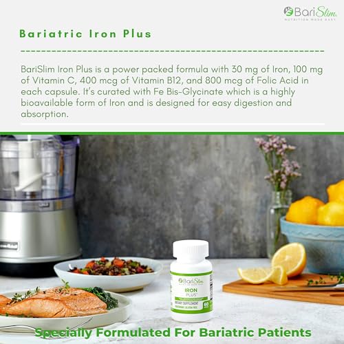 BariSlim Iron Plus Capsules - Formulated for Patients After Weight Loss Surgery Including BariSlimBuy Supplements Australia
