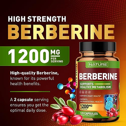 Berberine 1200mg - 100% Pure Berberine HCl Supplement, High Strength Berberine Built by NatureBuy Supplements Australia