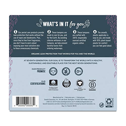 SEVENTH GENERATION Free & Clear Super Tampons with Applicator, 18 CT Seventh GenerationBuy Supplements Australia
