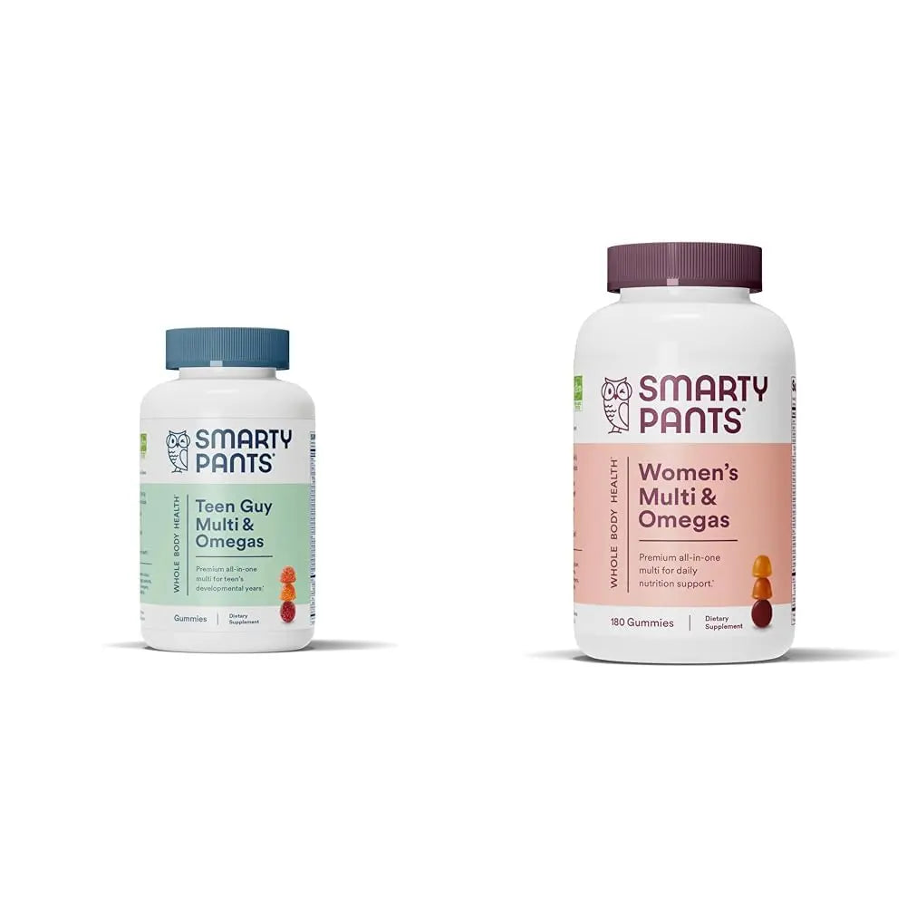 SmartyPants Teen Guy Multivitamin Gummies: Omega 3 Fish Oil (EPA/DHA) & Women's Multivitamin Gummies: Omega 3 Fish Oil (EPA/DHA) SmartyPants