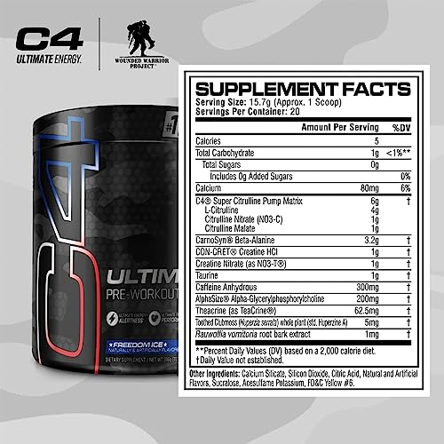 C4 Ultimate x Wounded Warrior Project Pre Workout Powder Freedom Ice - Sugar Free CellucorBuy Supplements Australia