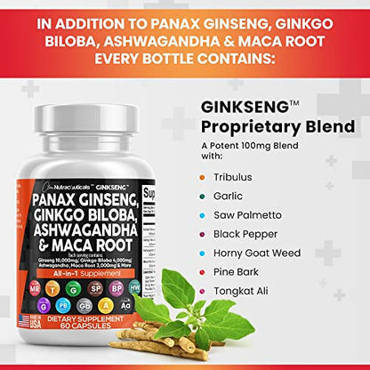 Panax Ginseng 10000mg Ginkgo Biloba 4000mg Ashwagandha Maca Root