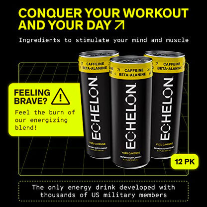 Echelon Pre-Workout Energy Drink - 12-Pack, Yuzu Cayenne - Peak Performance EchelonBuy Supplements Australia